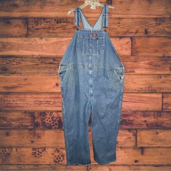 Dickies Blue Denim Overalls Size 50X30 - Picture 1 of 6